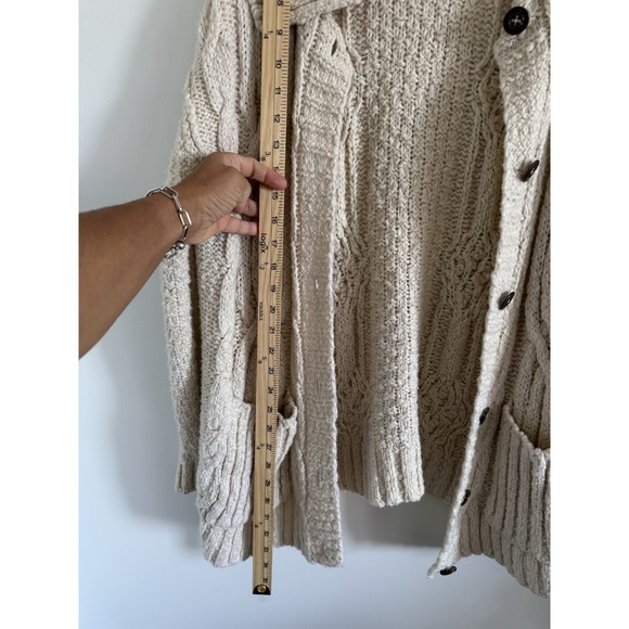 Anthropologie Pilcro Cardigan Sweater Size S Ivory Cable Kit Wool Blend - Picture 12 of 16